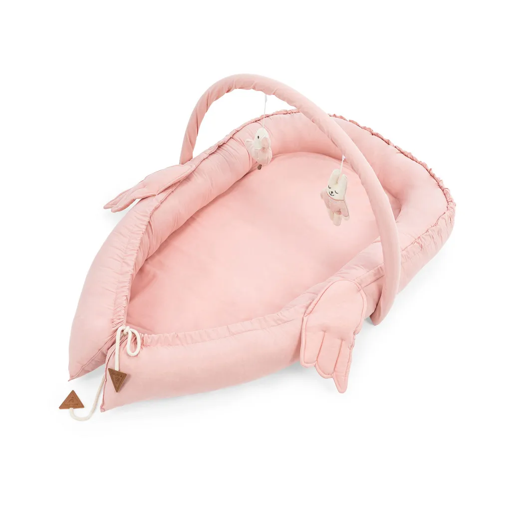 Nid Bébé Rose Anti-Roulis en Coton - Sécurisez le Sommeil 110x70 cm