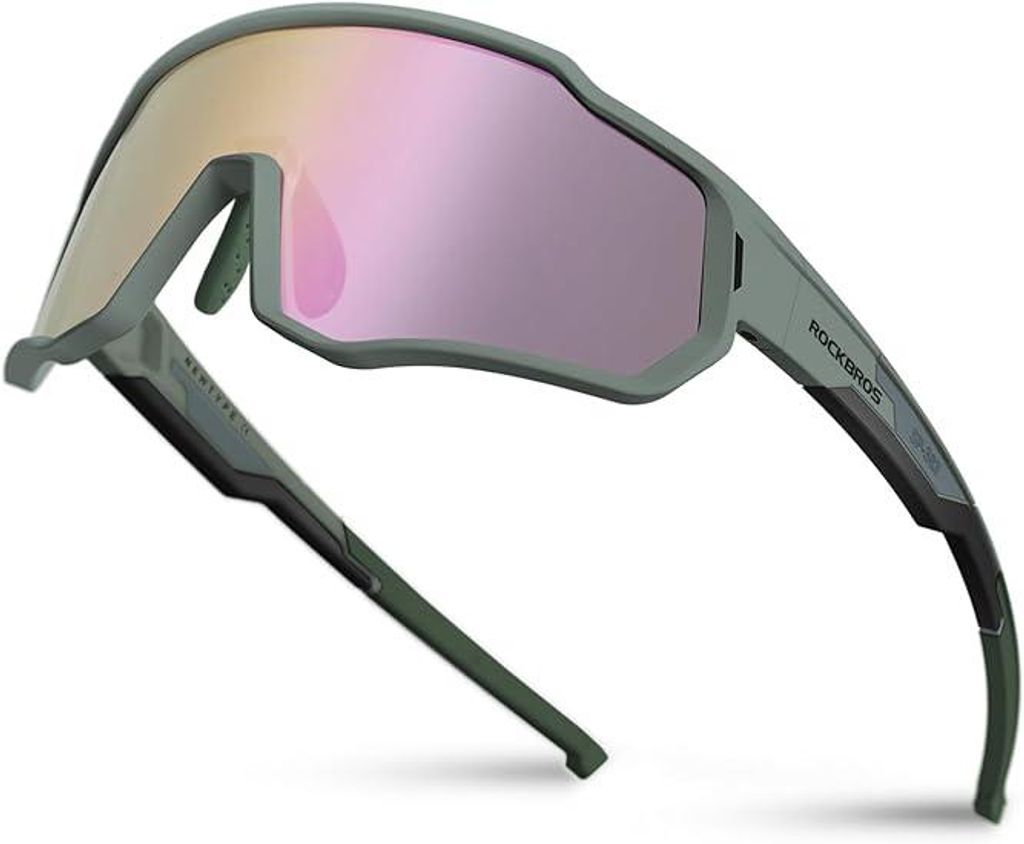 ROCKBROS Kinder Fahrradbrille Polarisiert UV400 Sportbrille Mit Silikonband Ultraleicht Für Radfahren Laufen Roller Mattgrün Polarisiert Lila