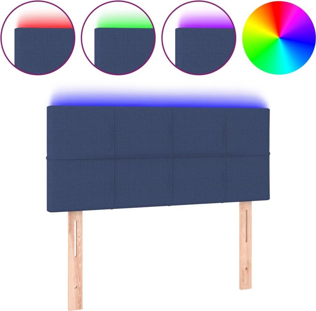 vidaXL LED Kopfteil Blau 80x5x78/88 cm Stoff