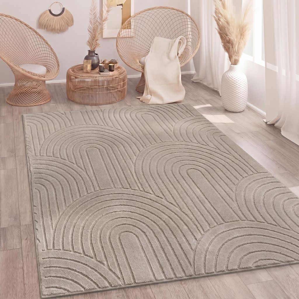 Teppich Wohnzimmer Schlafzimmer Hochflor Weich Waschbar Uni Produktbild 