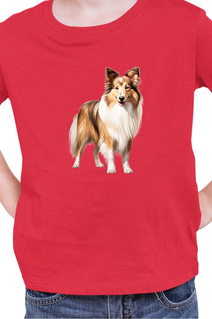 Kinder T-Shirt Dogs Breeds Australian Shepherd Dog Breed 006, 12-13 Jahr - 152 / Rot