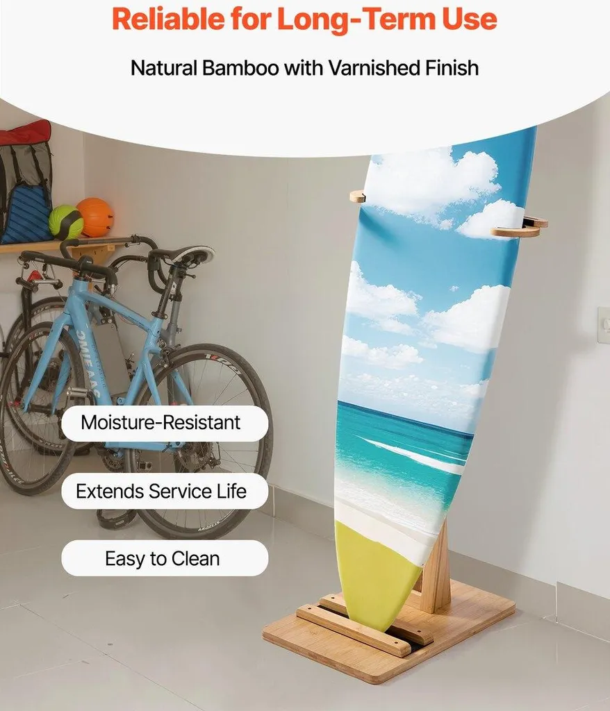 Support Vertical Planches de Surf en Bois - Rack de Rangement Réglable
