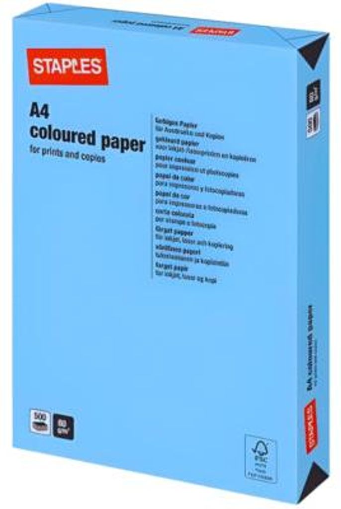 Heftpapier A4 farbig azurblau 500 Blatt | 5 Stück
