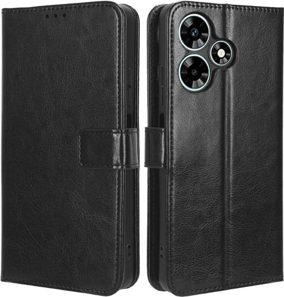 Custodia in pelle metallizzata per Infinix Hot 30 Nero