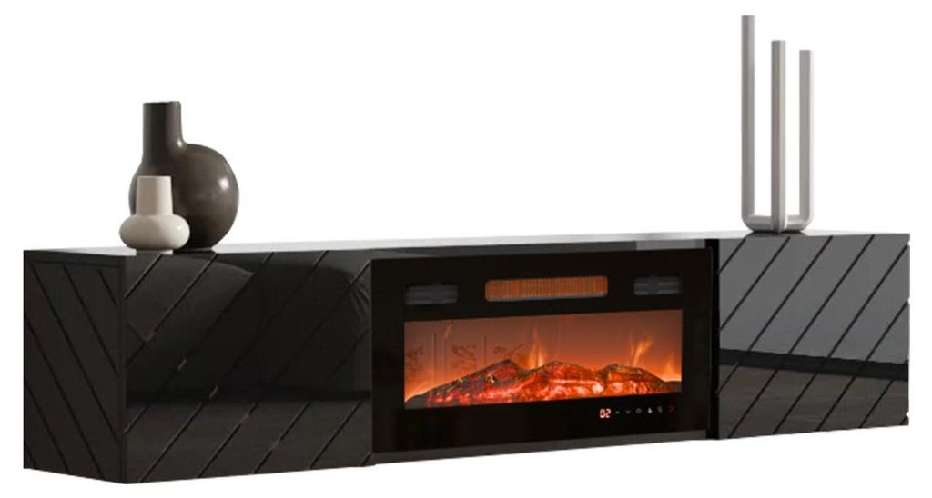 MIRJAN24 TV-Lowboard Luxe mit Kamin, zwei Drehtüren, Produktbild 