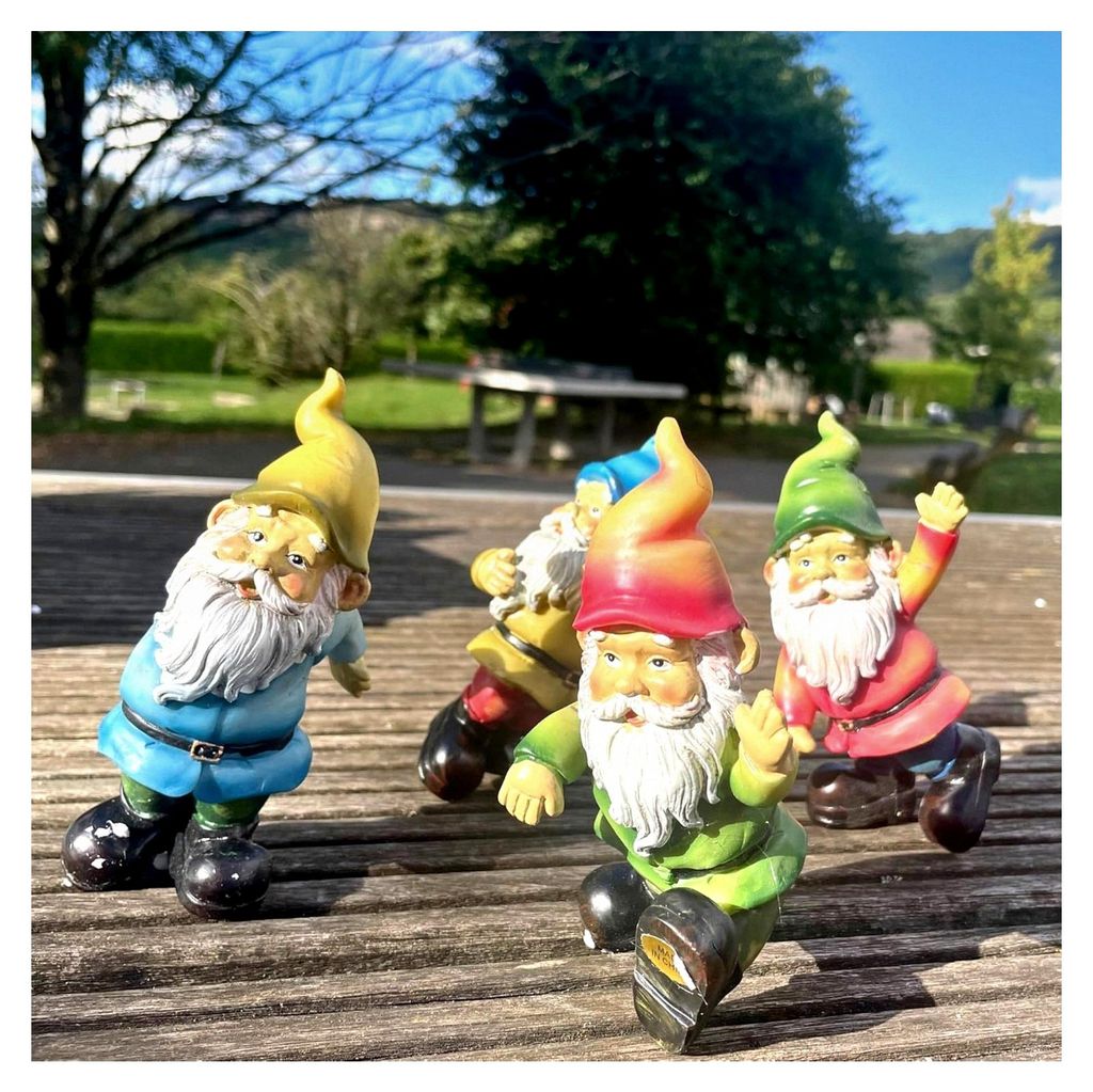 Gartenzwerge Blumentopf-Set - Bunte Blumentopfdekoration aus Polyresin, 4 Stück