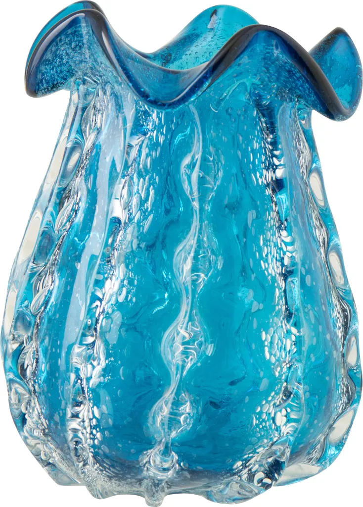 Grand vase décoratif en verre bleu Ralph J-Line pour fleurs fraîches