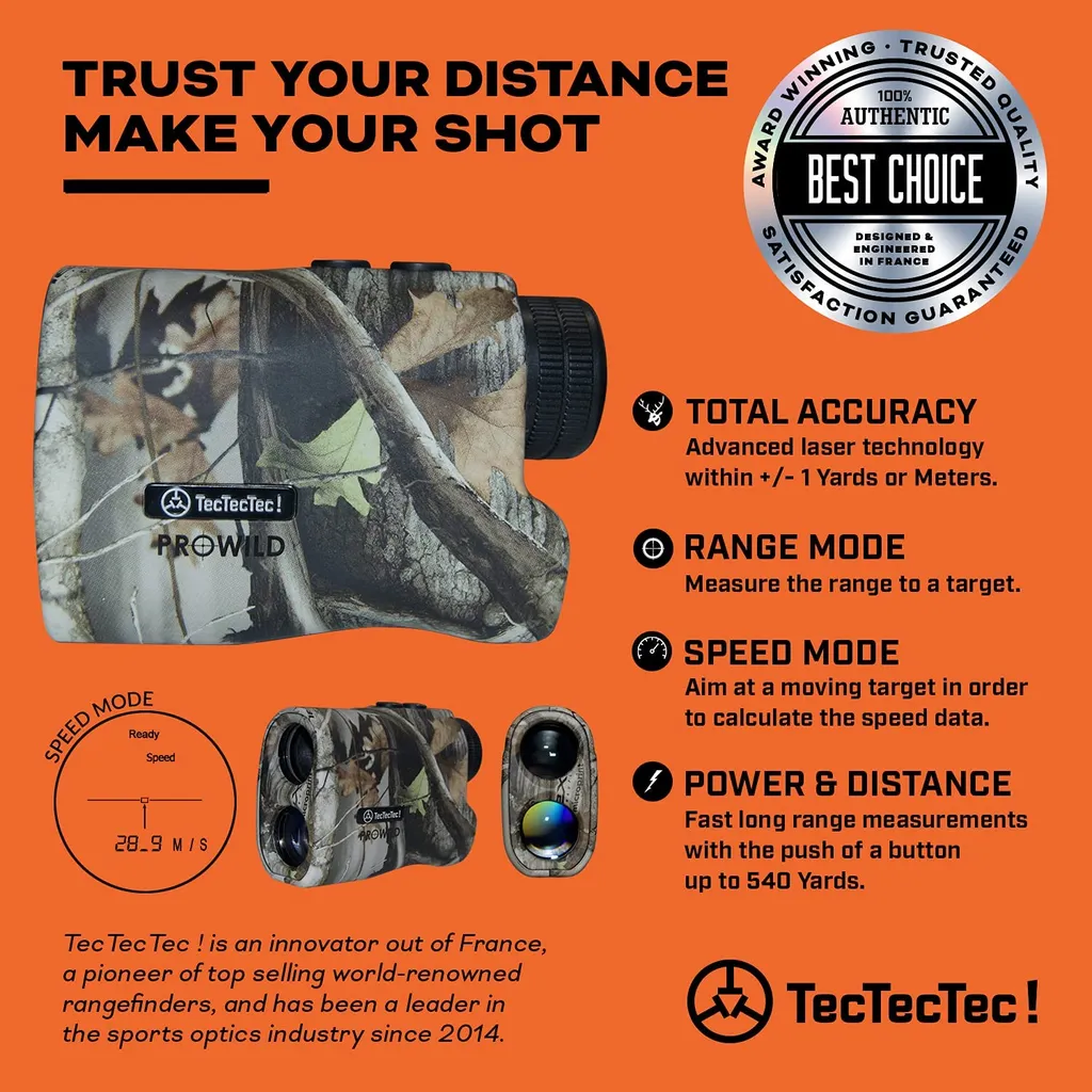 TecTecTec ProWild Télémètre de Chasse Laser Haute Précision Vert