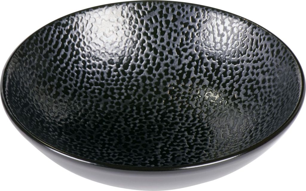 Miska Kaori ray-look czarna / metaliczna, D 19 cm, kamionka Zdjęcie produktu 
