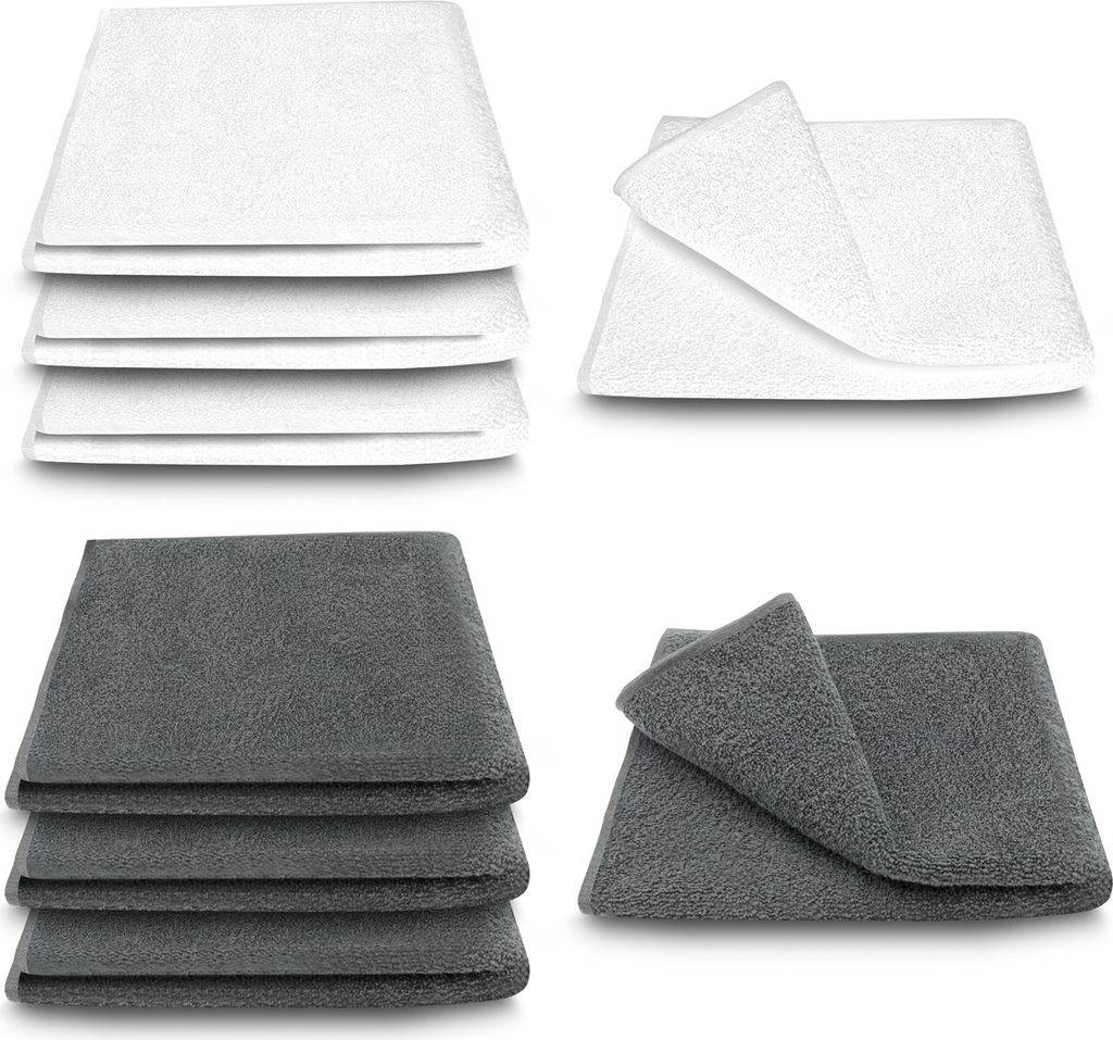 ARLI Handtuch 4x Anthrazit / Grau + 4 x Weiss - 100% Baumwolle ( 8 er Set / Pack )