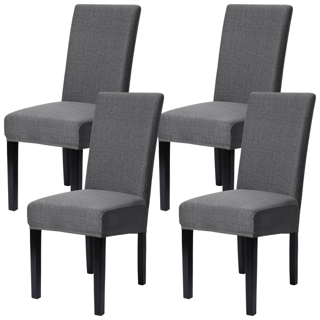 Housses de chaises universelles pour salle à manger et hôtel - Lin Noir