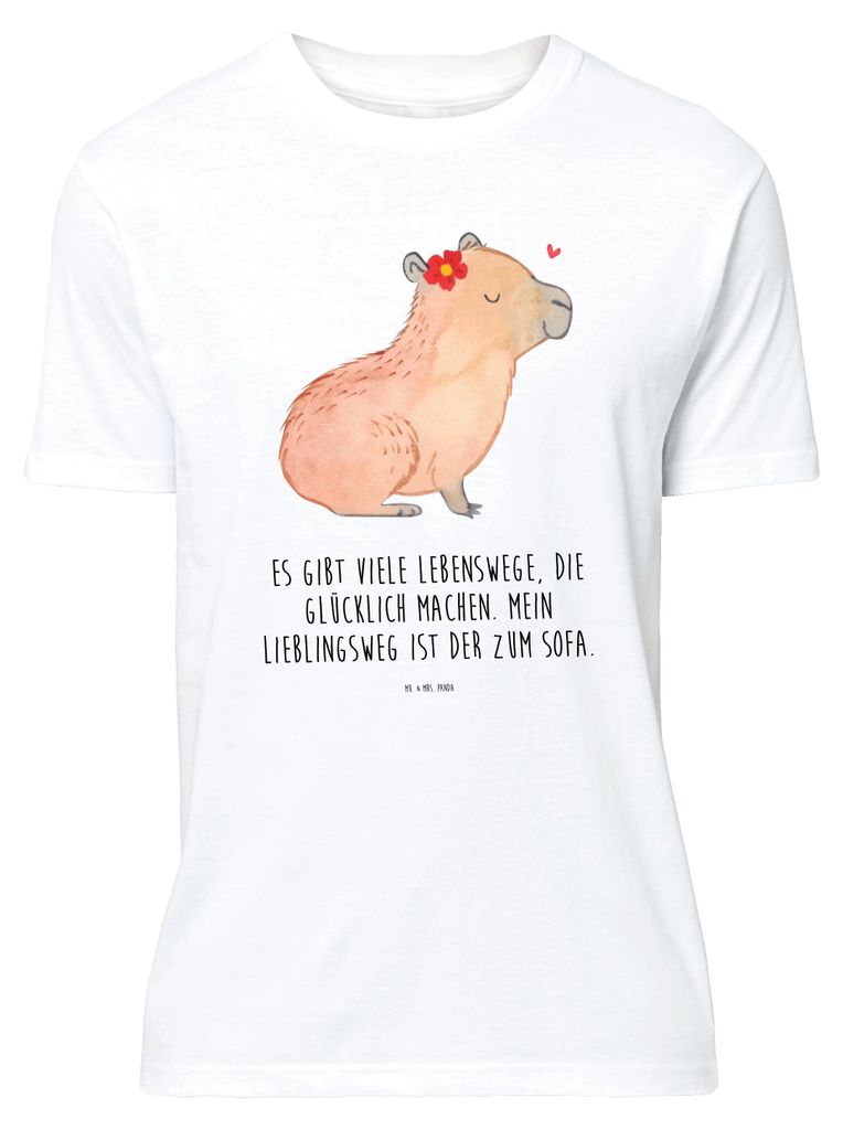 Mr. & Mrs. Panda S T-Shirt Capybara Blume - Weiß - Geschenk, Spruch-Shirt, oberteil, Lustige Sprüche, Shirt, Tshirt