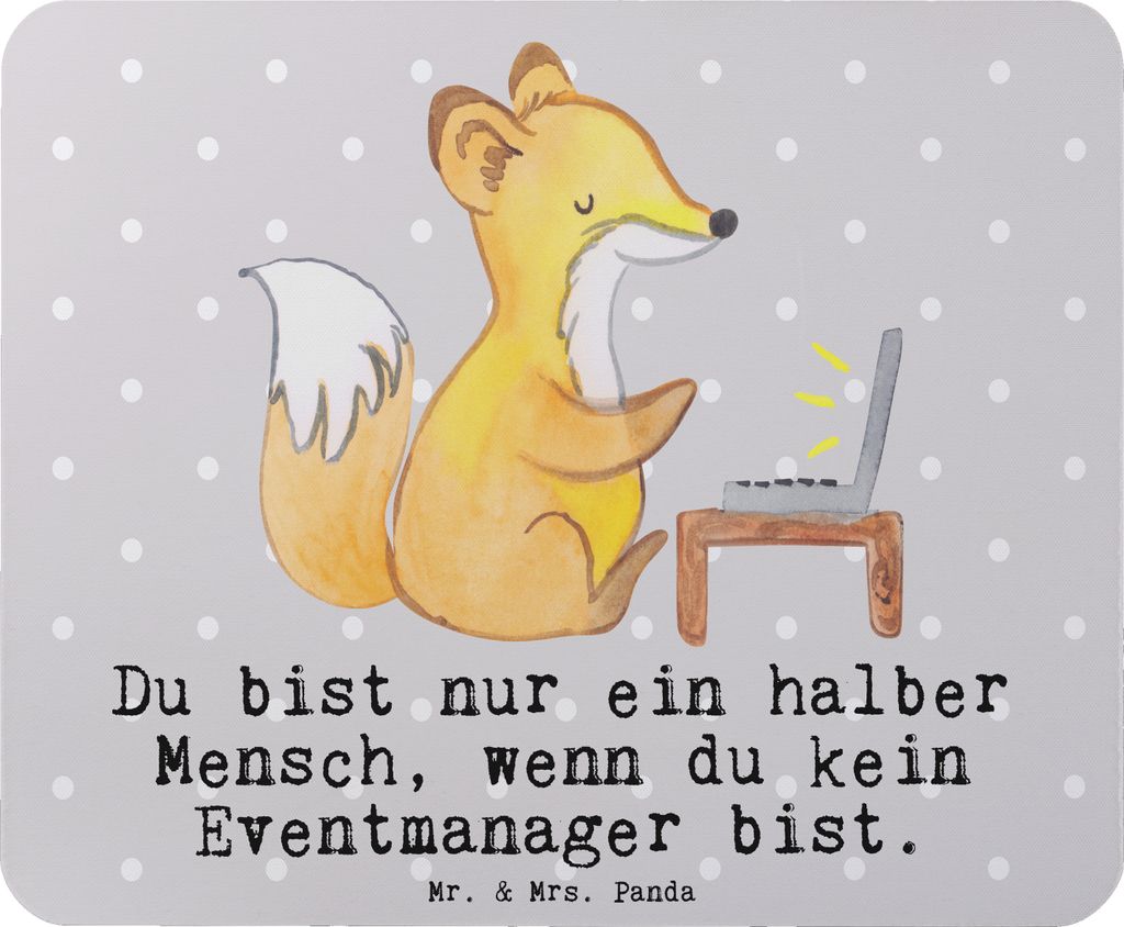 Mr. & Mrs. Panda Mauspad Eventmanager Herz - Grau Pastell - Produktbild 