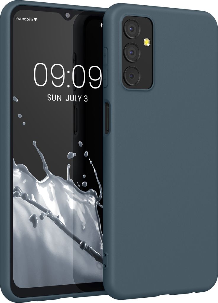 kwmobile Hülle kompatibel mit Samsung Galaxy M23 5G Hülle - weiches TPU Silikon Case - Cover geeignet für kabelloses Laden - Dunkler Schiefer
