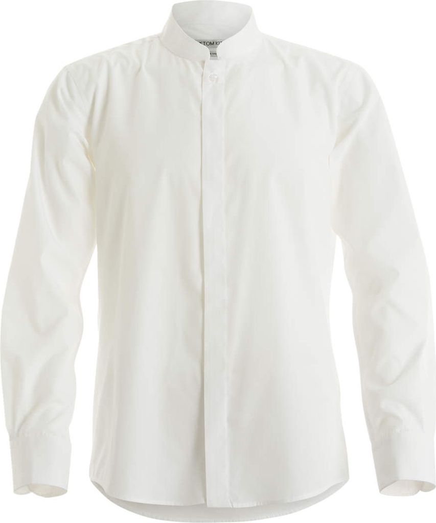 Kustom Kit Herren Hemd mit Stehkragen, Langarm RW4510 (S) (Weiß)