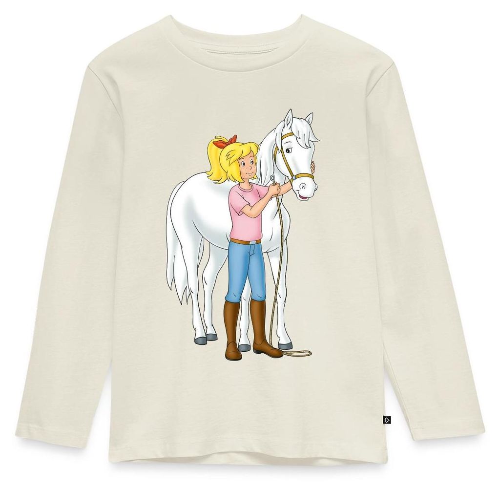 Spreadshirt Bibi Und Tina Bibi Mit Stute Sabrina Kinder Premium Langarmshirt, 98/104 (2 Jahre), Naturweiß