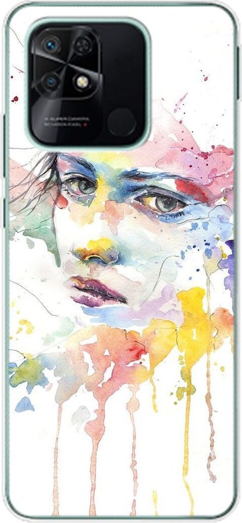 König Design Hülle kompatibel mit Xiaomi Redmi 10C Kunststoff Soft Handyhülle - Handy Case Frauengesicht