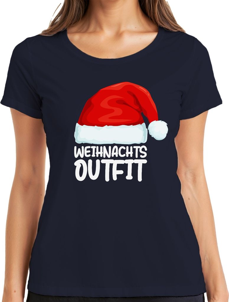 Weihnachtsoutfit Weihnachtsmütze Deko - Weihnachten Xmas Christmas Damen T-Shirt, Navy, 3XL