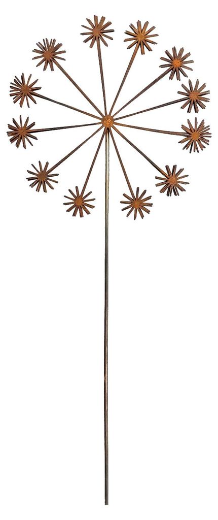 Metallener Löwenzahn-Gartenstecker, rustikale Löwenzahn-Statue im Used-Look, 3D-Blumendekoration für Garten, Terrasse, Rasen und Blumenbeet