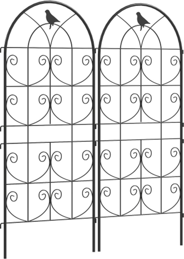 Rankgitter Schwarz 50x120 cm Metall 2er Set Rostfrei Rankhilfe Kletterpflanzen Vogeldesign