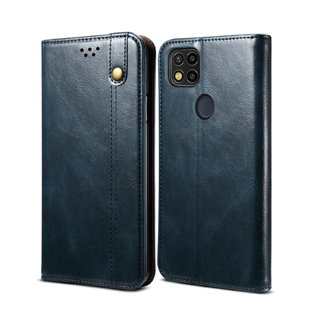 Custodia in Pelle Blu per Xiaomi Redmi 9C - Look Professionale