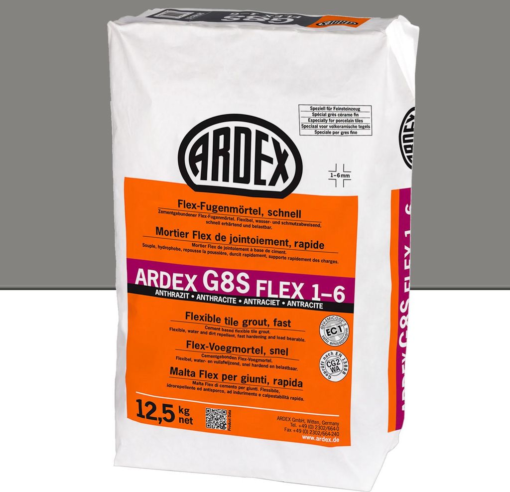 ARDEX G8S FLEX-voegmortel 1-6 - 12,5 kg, grijs Productafbeelding 