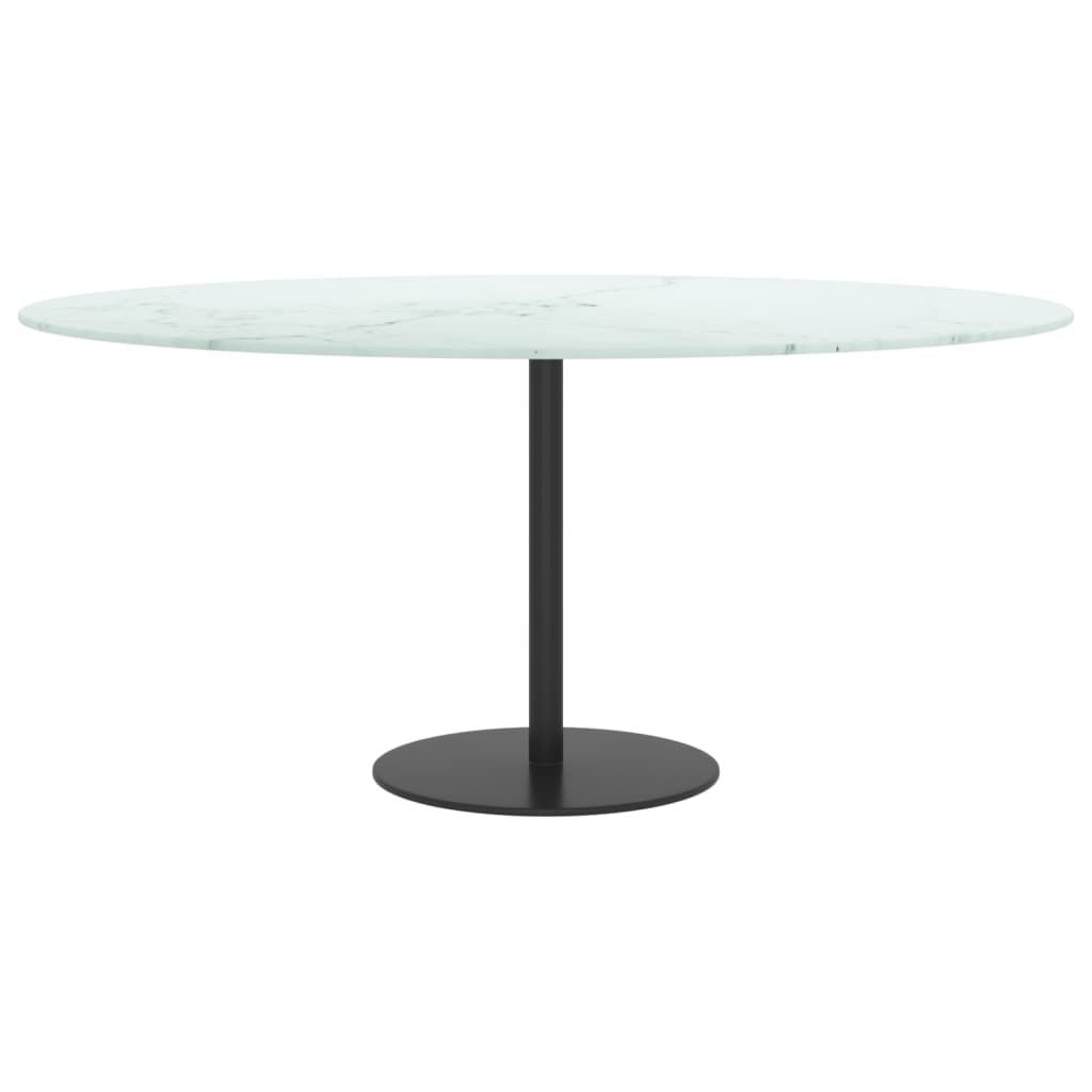 vidaXL Tischplatte Weiß Ø90x1 cm Hartglas in Marmoroptik