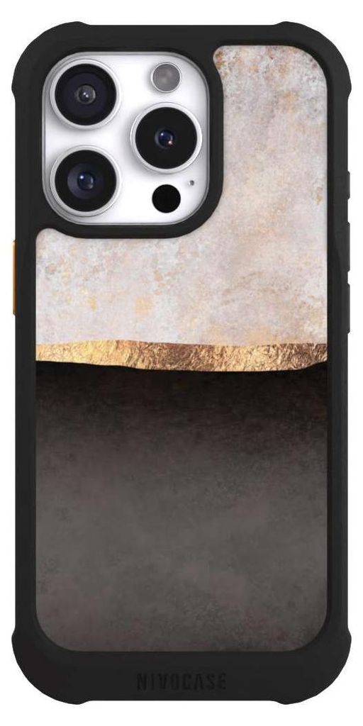 NIVOCASE Hülle für Apple iPhone 16 Pro Stoßfeste Handyhülle NIVOmax Case Schwarz Abstrakt Black & White Trends