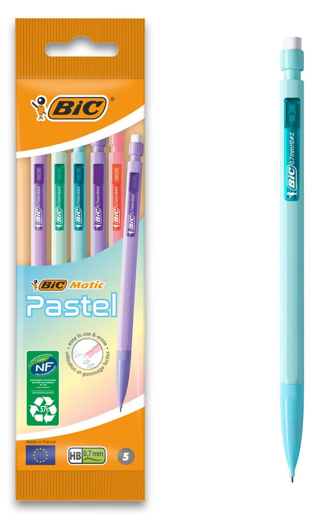 BIC Matic Pastel - Ołówki automatyczne HB 0.7 mm, 5 szt. Zdjęcie produktu 