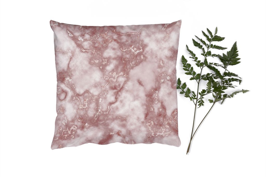 MuchoWow Zierkissen Sofakissen Wohnzimmer Dekokissen 60x60 cm Roségold - Glitter - Marmor - Achat - Sitzfläche - Foto Polster