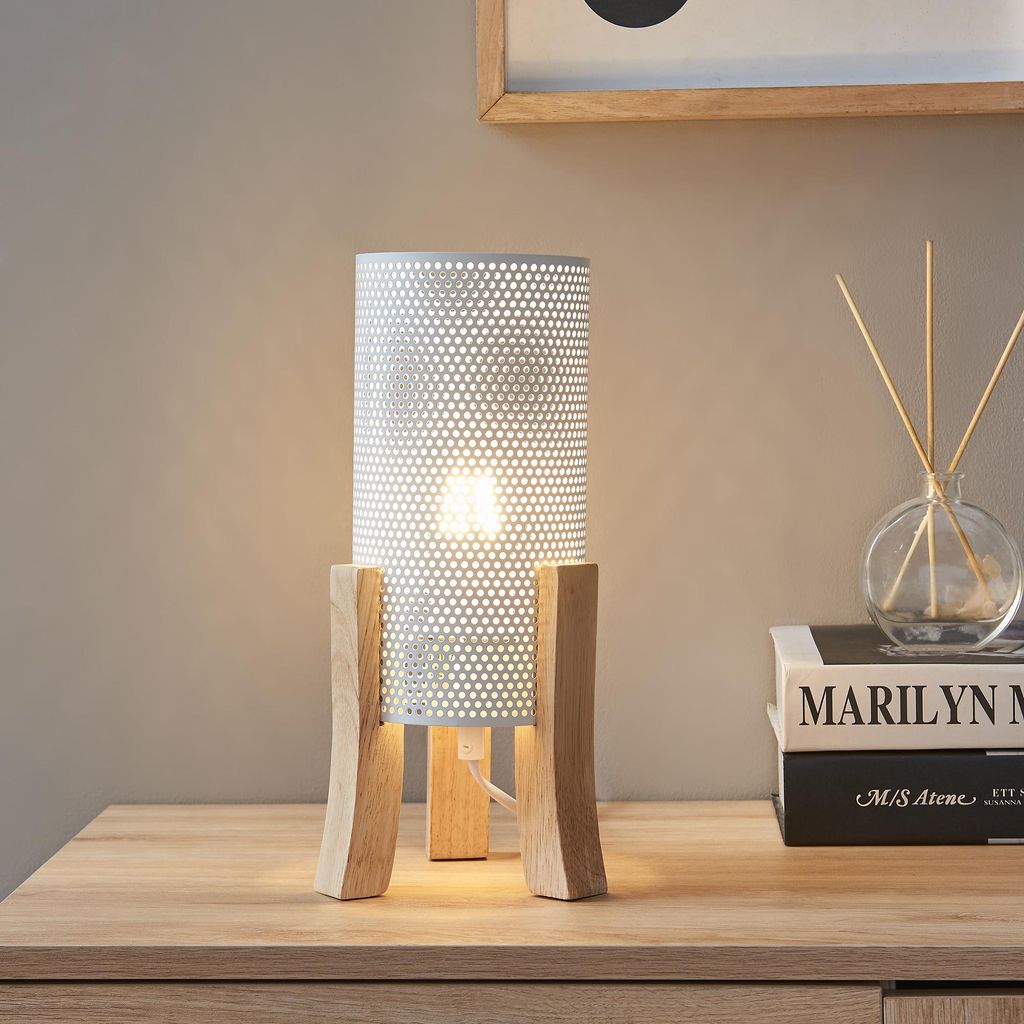 Tischleuchte 'Joelleldsvin' Holz Metall in Mesh-Optik 30 x Produktbild 