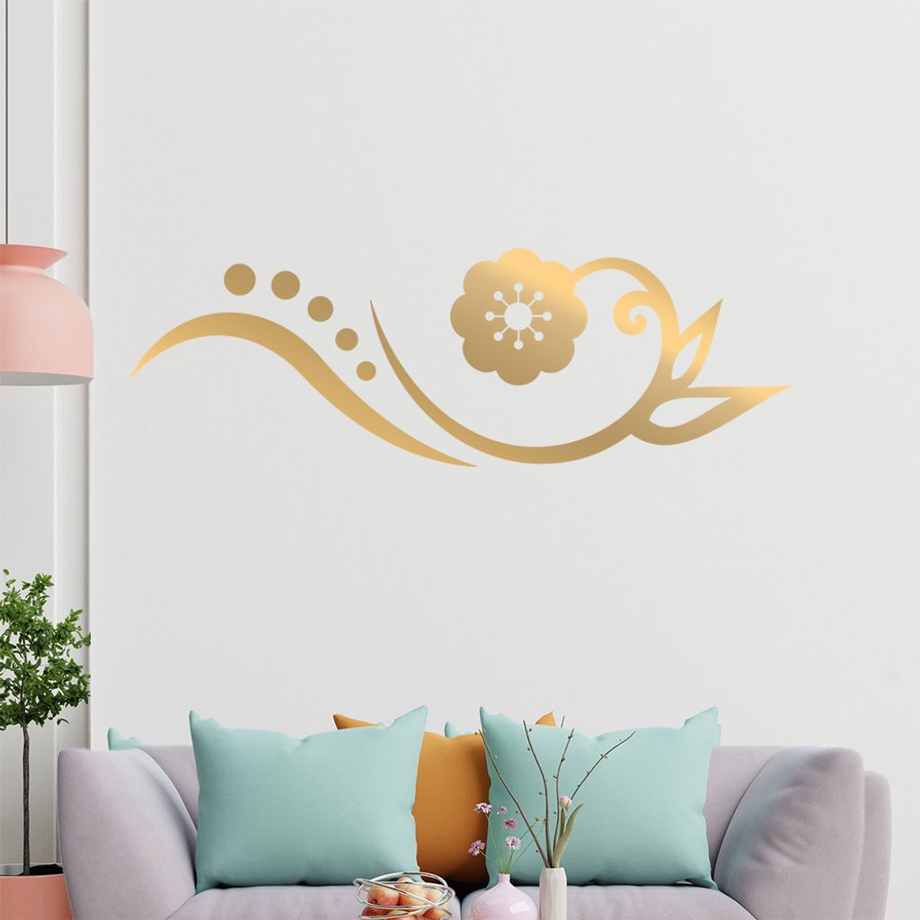 Blume - Linien Punkte Wandtattoo in 6 Größen - Wandaufkleber Wall Sticker - Dekoration, Küche, Wohnzimmer, Schlafzimmer, Badezimmer