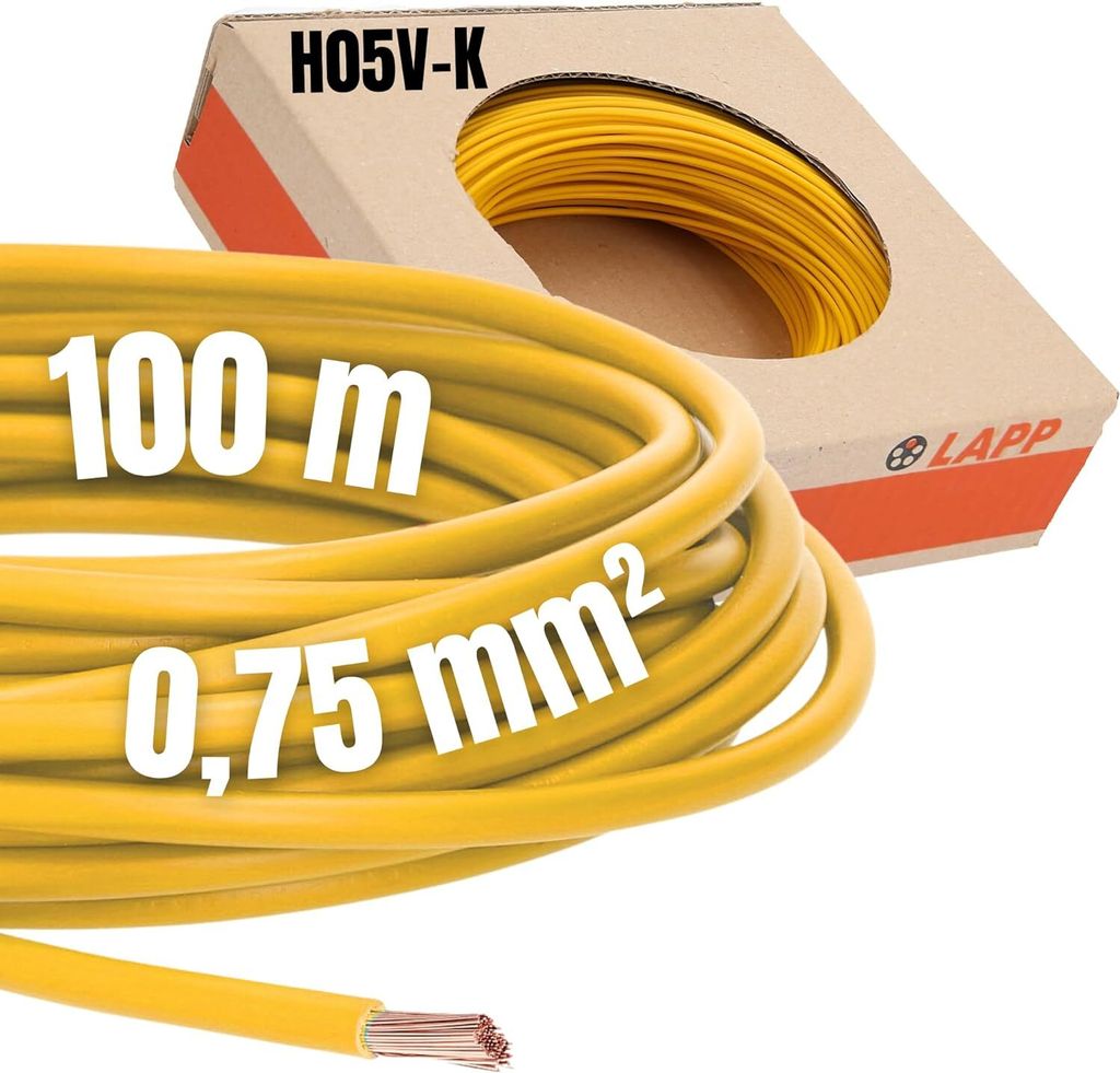 4510112 Kabel per cablaggi H05V-K 1 x 0.75 mm² Giallo 100 m - Kabel - 100 m (4510112)