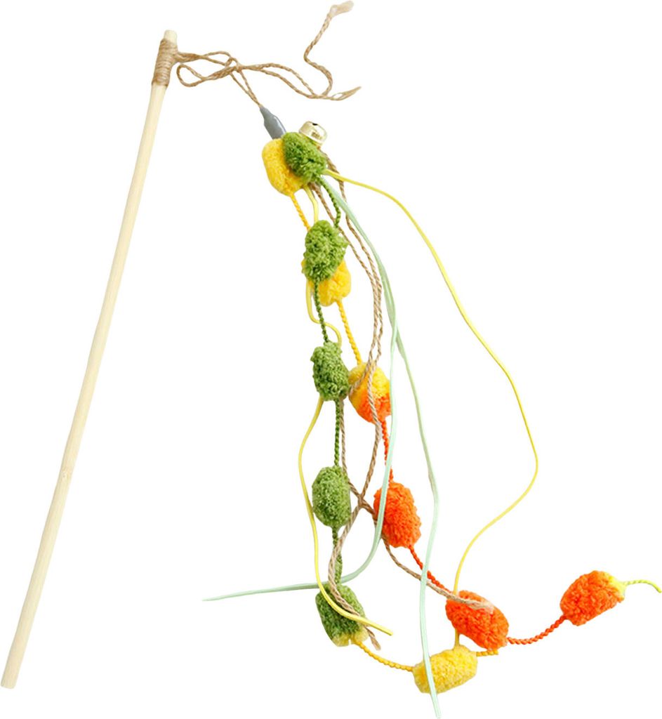 Interaktives Katzenspielzeug mit Glockenton, bissfester Katzen-Teaser-Stick aus Baumwollseil mit Griff, Spielzubehör für Haustiere und Kätzchen,...