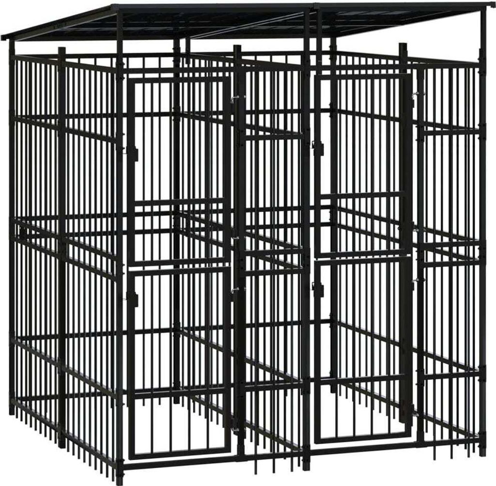 "WINTER SALE" Outdoor-Hundezwinger mit Dach Stahl 3,69 m² - Sonstiges Hundezubehör NEU3493828