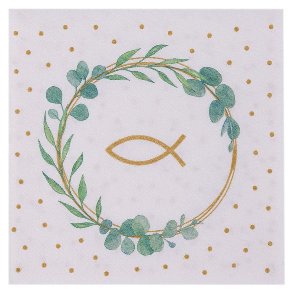 Airlaid Serviette Eukalyptus-Fisch, 33 x 33 cm, 50 Stück - Produktbild 