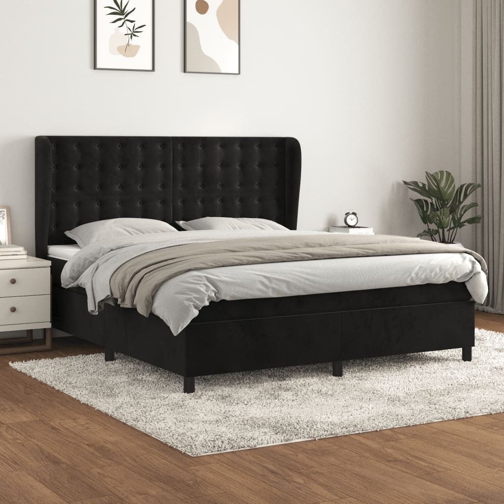 Maison Exclusive - Boxspringbett mit Matratze Schwarz 180x200 cm Samt