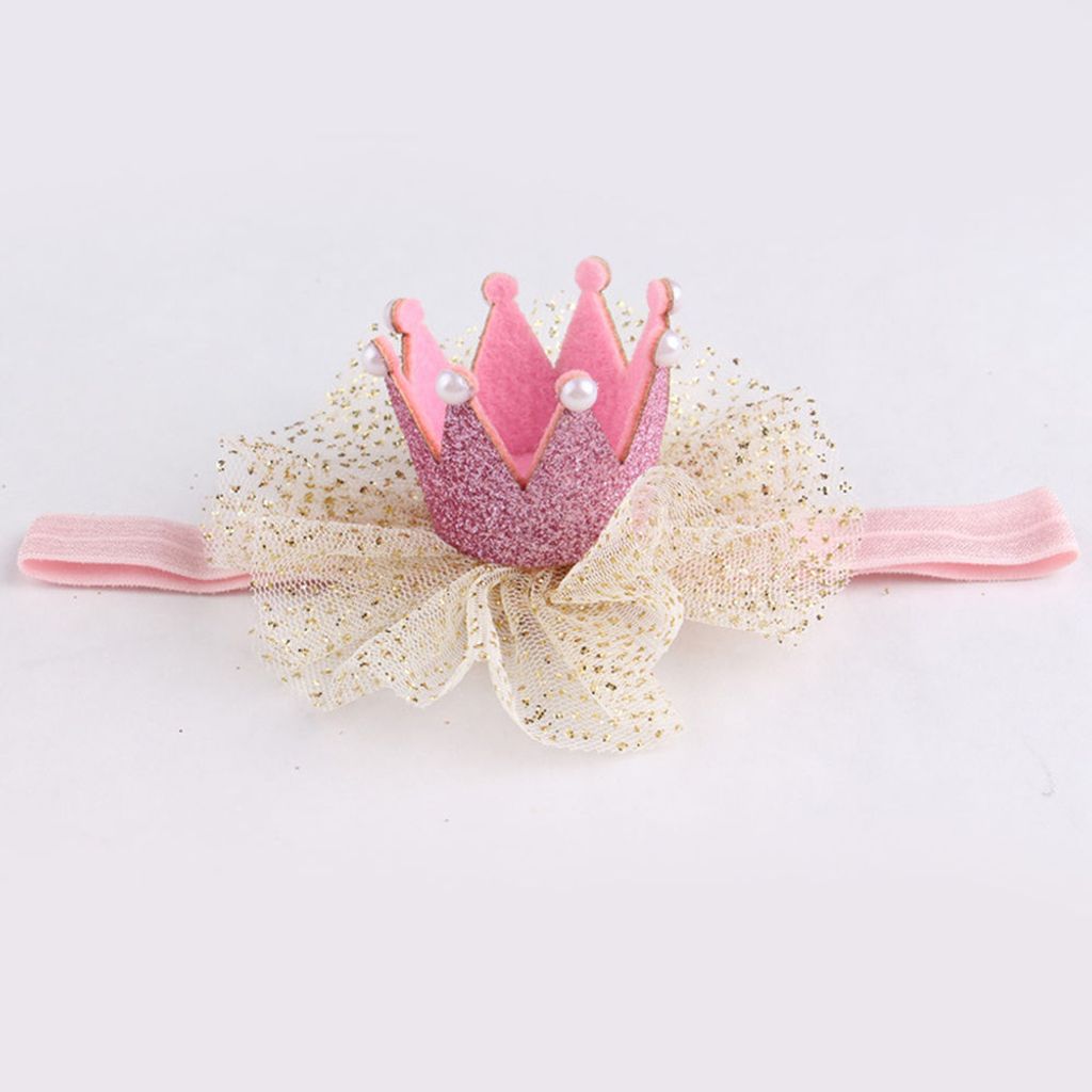 Süße Kinder Baby Mädchen Kleinkind Spitze Krone Haarband Kopfbedeckung Stirnband Zubehör-Rosa