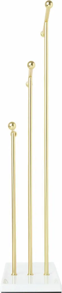 Présentoir à bijoux blanc et doré avec base coupelle intégrée
