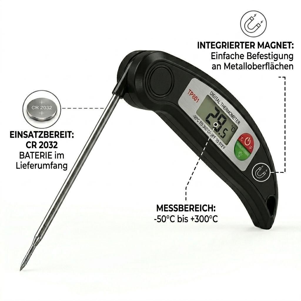Fleischthermometer Digital Kabellos Bratenthermometer Produktbild 