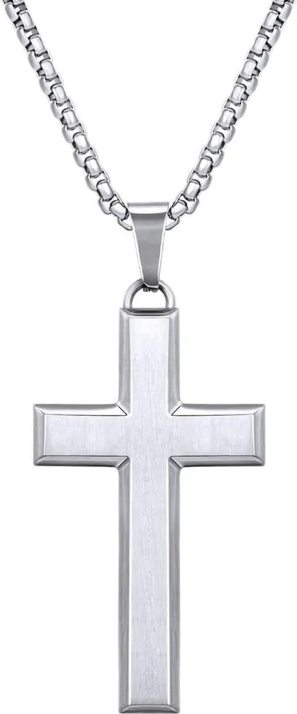 Collier croix en acier inoxydable plaqué or 18k résistant pour homme