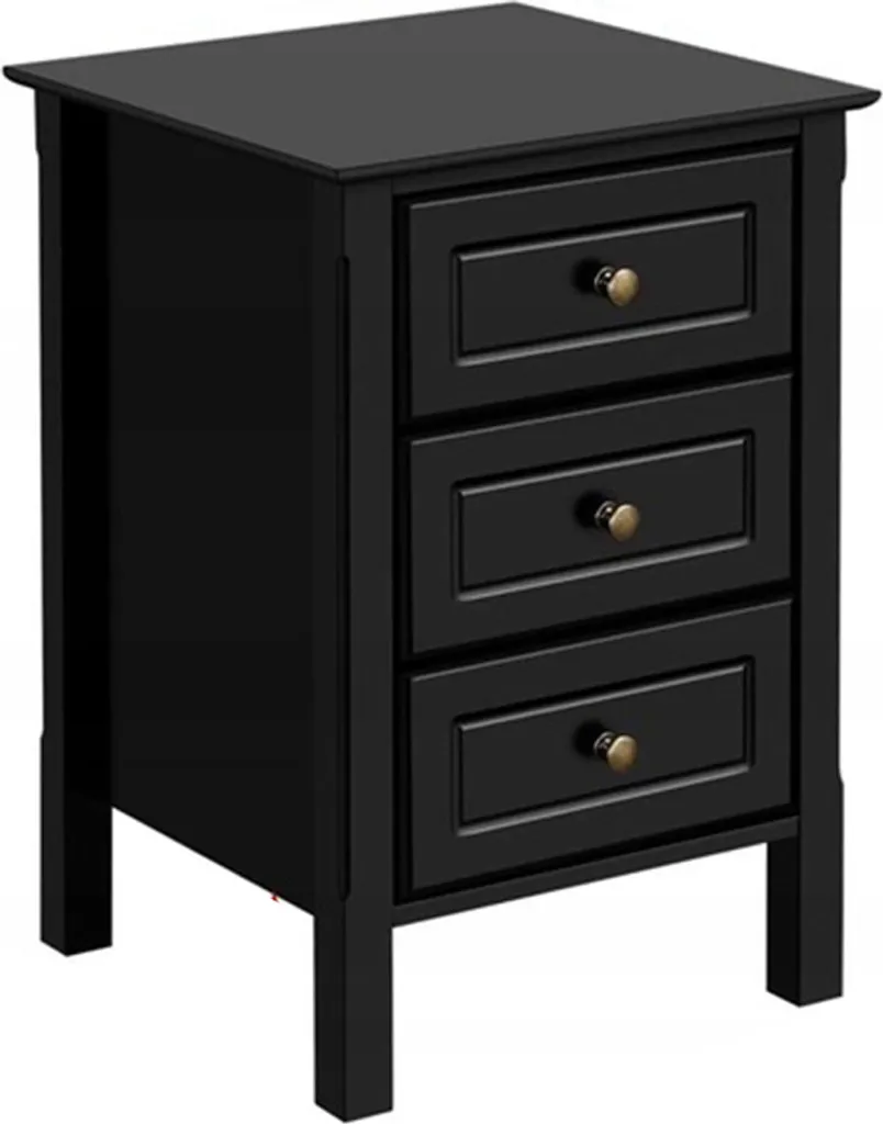 Table de chevet noire gain de place avec tiroirs pour petite chambre