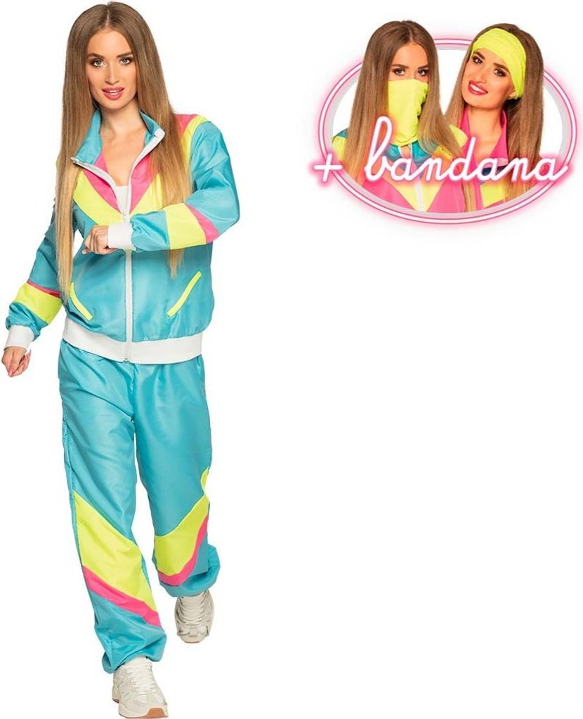 Trainingsanzug „Retro Babe” Damen – Neonblau S