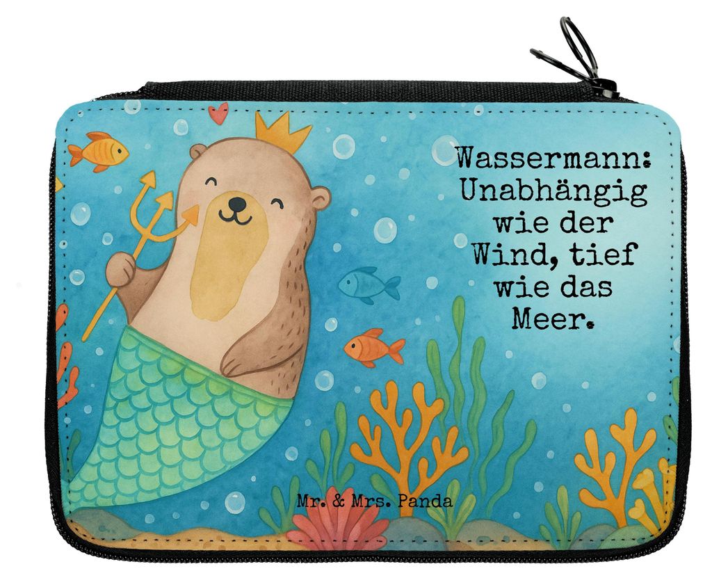Mr. & Mrs. Panda Mäppchen Wassermann Astrologie Design - Weiß - Geschenk, Geburtstagsgeschenk, Etui, Federmäppchen, Sternzeichen, Schlampermäpp...