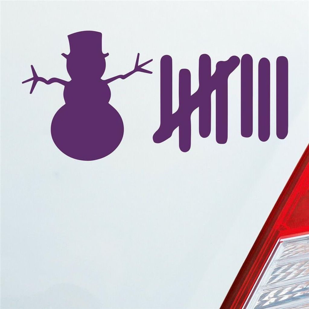 Auto Aufkleber Strichliste Liste Schnee Winter Snowman 15x8 cm Lila Sticker Heckscheibenaufkleber