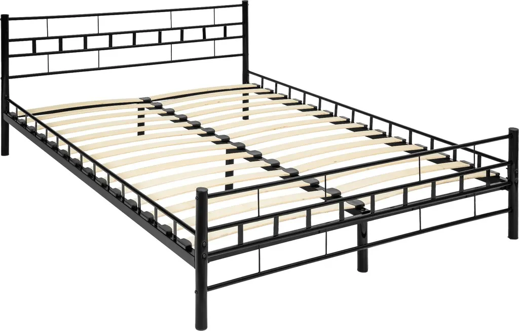 Lit 140x200 noir stable et silencieux avec sommier haute qualité