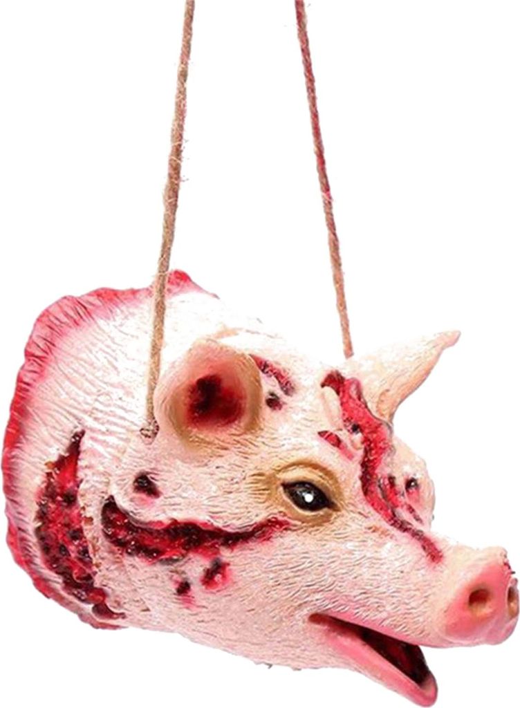 Kreativer Halloween-Emaille-Anhänger, Horror-Accessoire, gruseliger Tier-Halsreif, Halloween-Schminke-Partyzubehör, 13*8cm Schweinekopf, 2er-Set