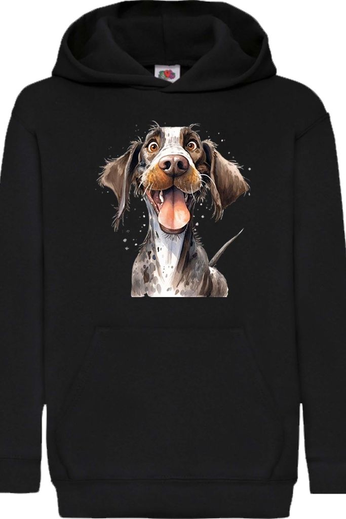 Kinder Kapuzenpullover Funny Dogs Breeds German Pointer Dog Breed, 12-13 Jahr - 152 / Schwarz