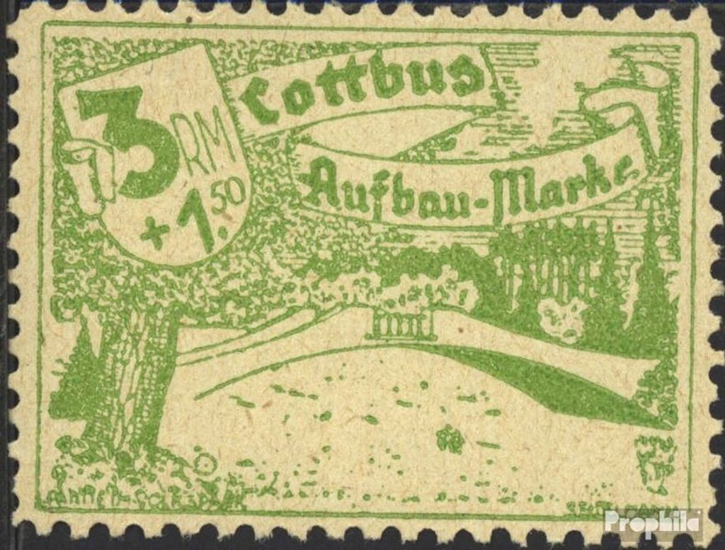 Briefmarken Cottbus 1945 Mi 23w postfrisch Wiederaufbau