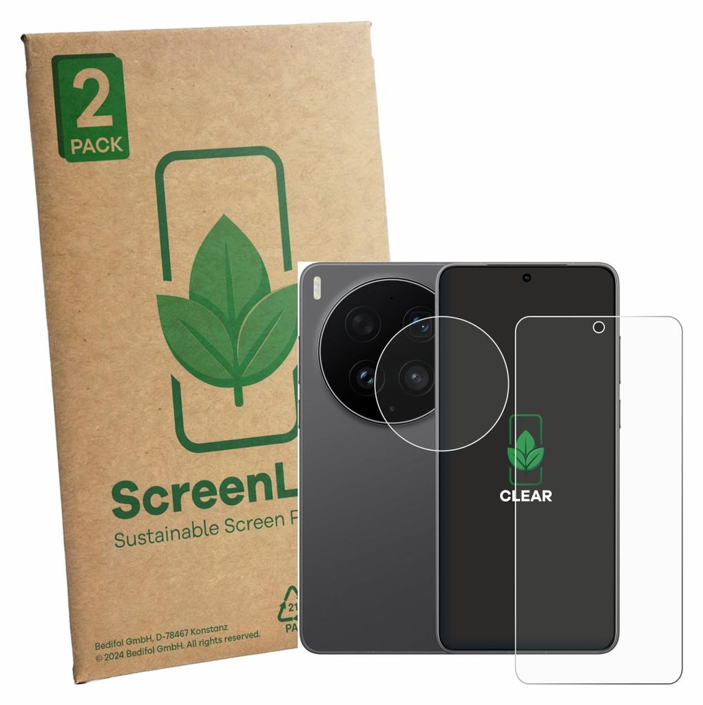 2x ScreenLeaf Schutzfolie für Vivo X300 Ultra (Display+Kamera) nachhaltiger Displayschutz Display Schutz Folie Klar Transparent